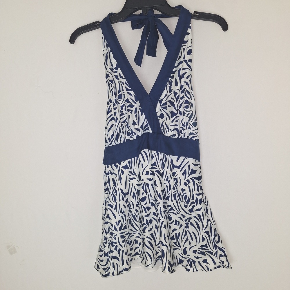 Y2K Sleeveless Empire Waist Ann Taylor !00% Slik‎ Abstract Halter Top Blouse 0